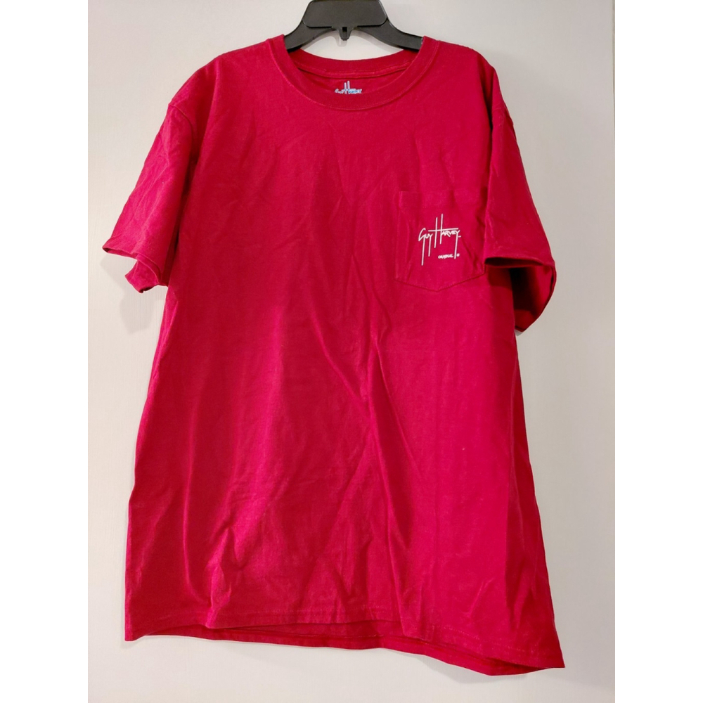 Guy Harvey Bluewater Shirt Large Mens Short Sleeve Red Fishing Boating EXC COND
